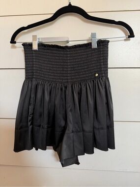 NATURAL LIFE Black Smocked-Waist Mini Shorts